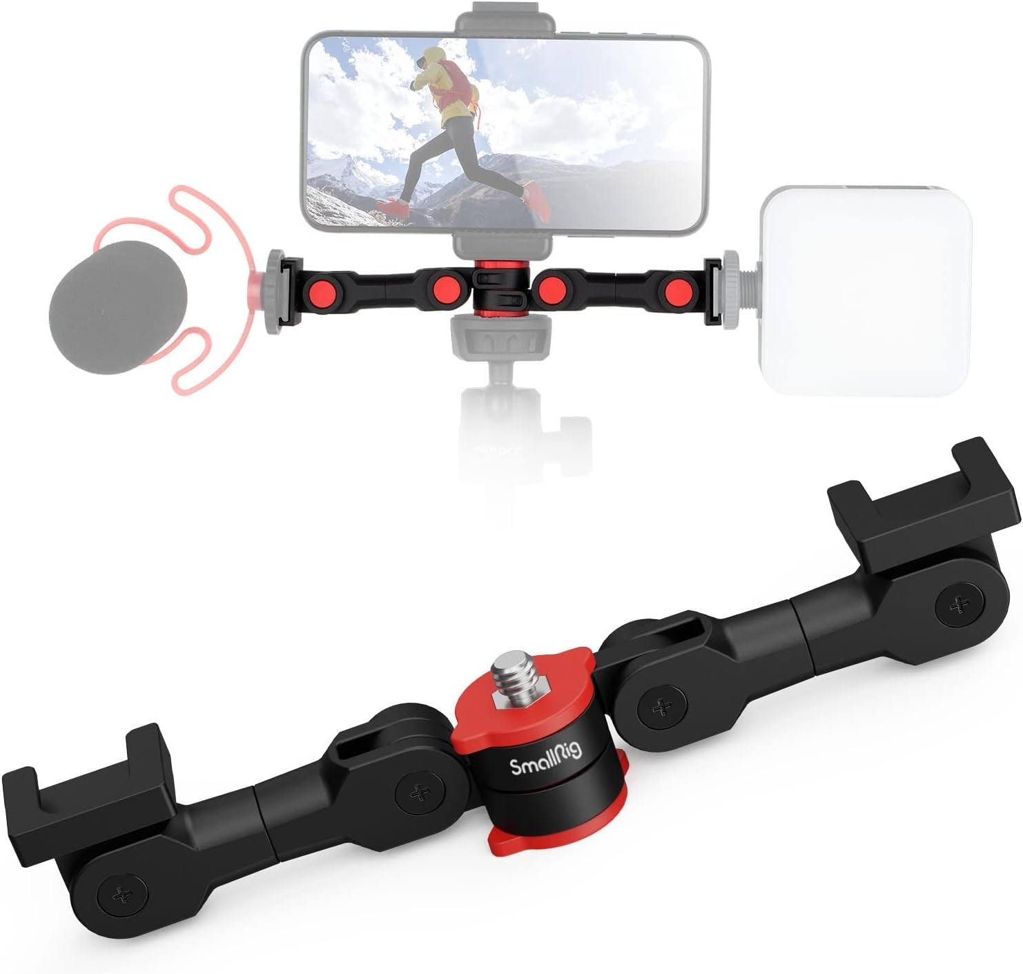 Dual Cold Shoe Mount by SmallRig, Extension Bar Universal Cold Shoe Adapter with