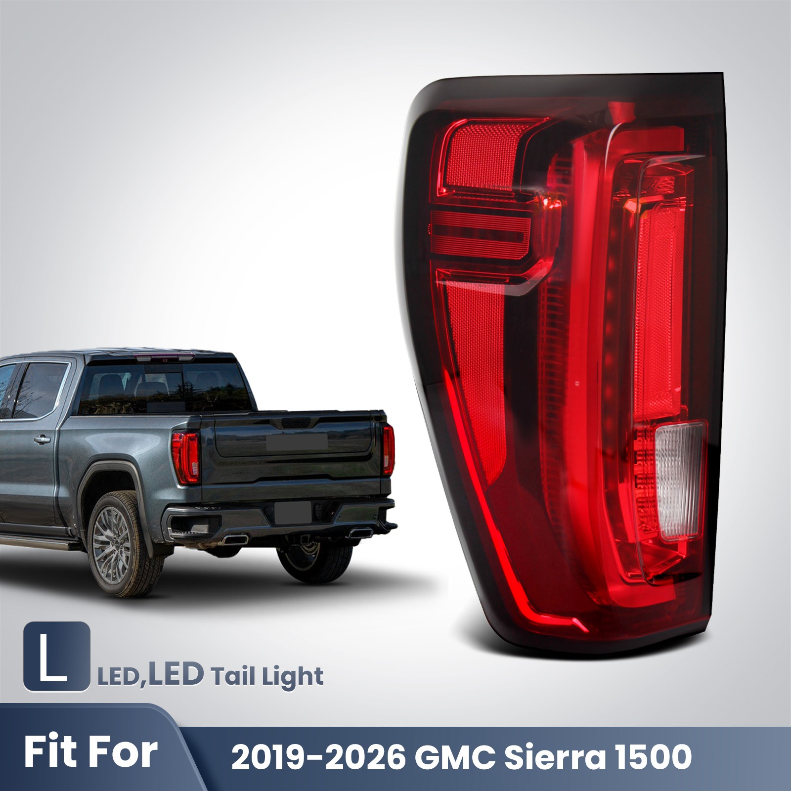 For 2019-2024 GMC Sierra 1500 Full LED Tail Light W/ Signature Lamp Left Driver