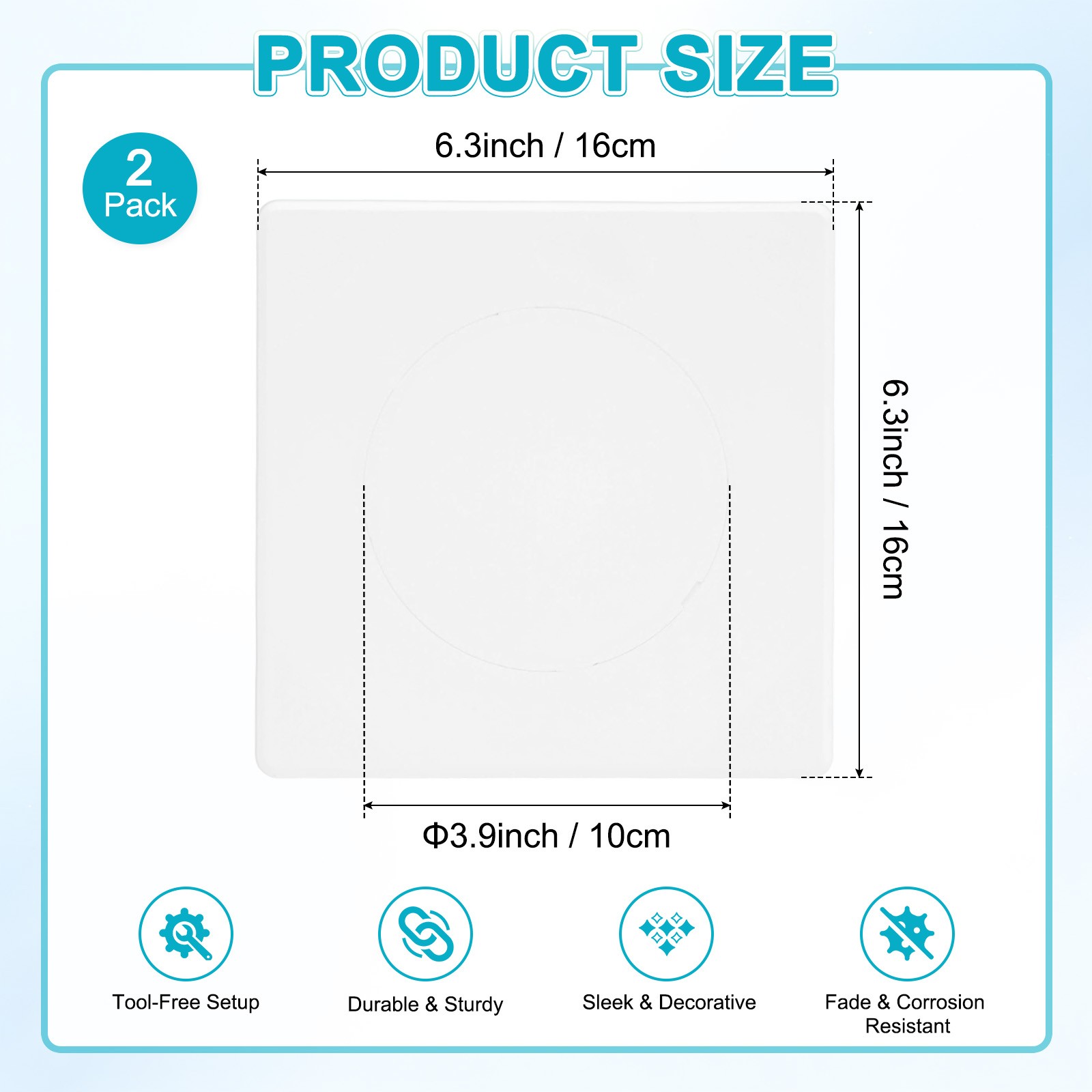 2-Pack Access Panel for Drywall, 4x4" Plastic Removable [White, Round]