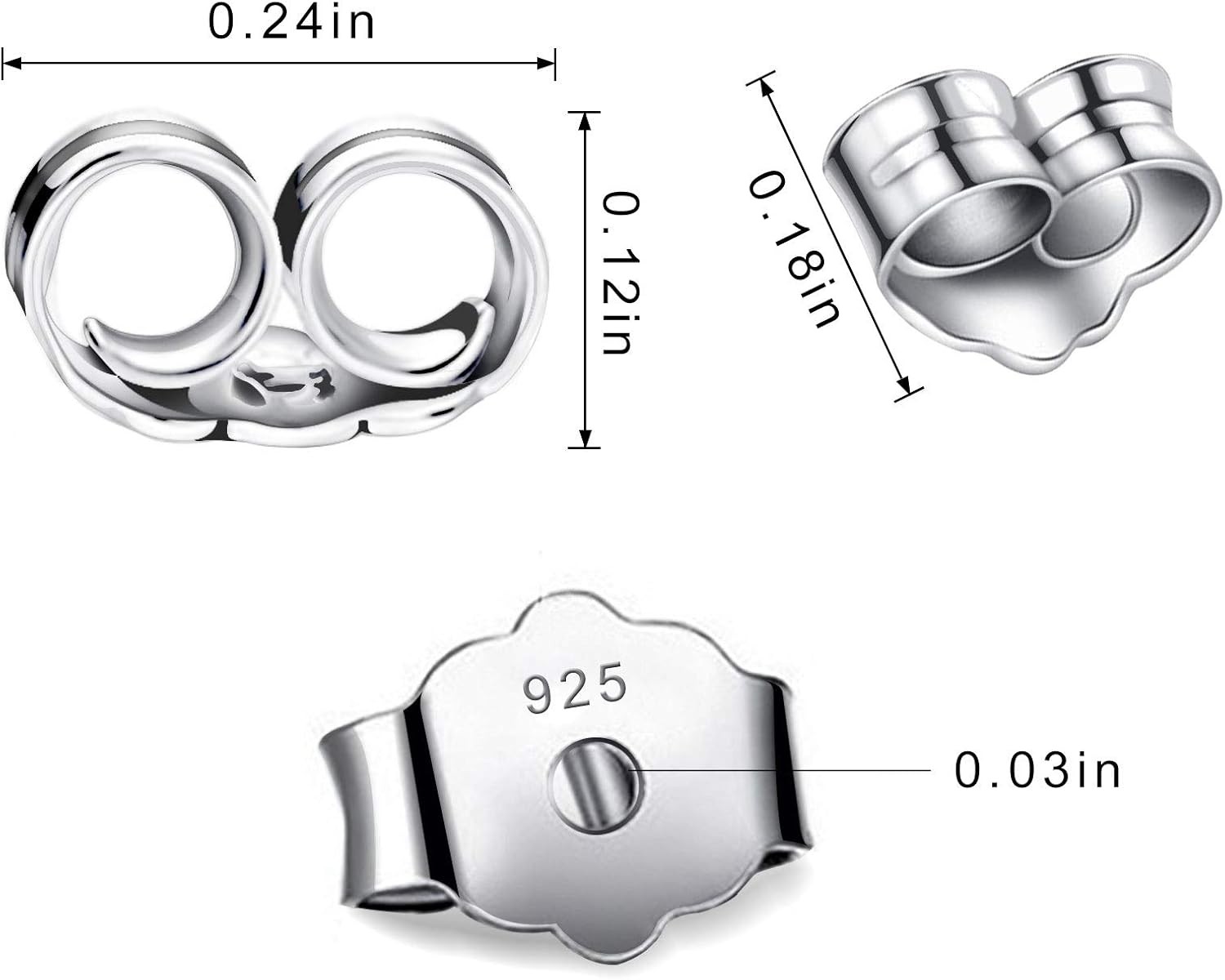 30Pcs/15 Pairs Hypoallergenic Earring Backs Replacement,Plated Silver Secure Ear