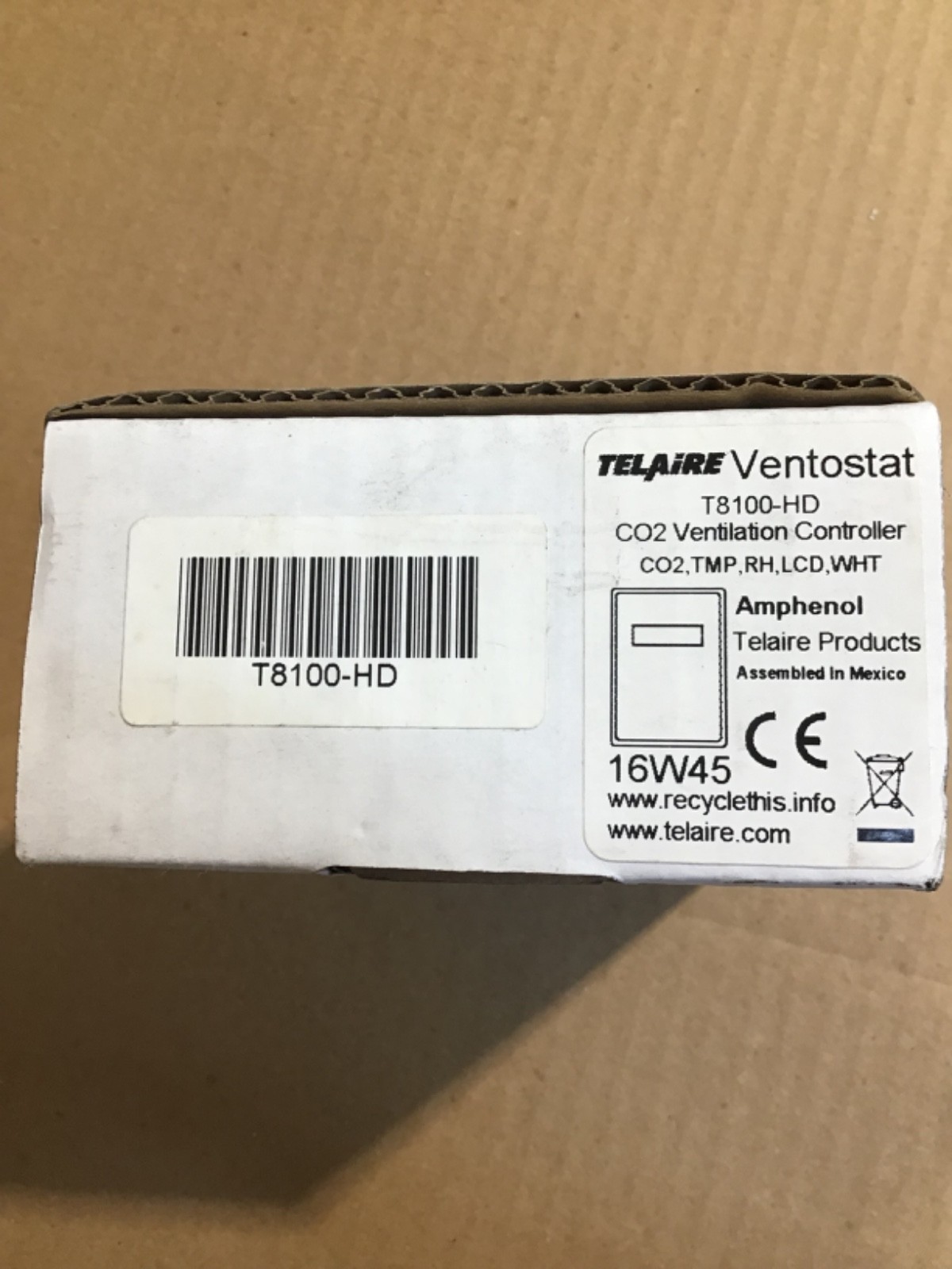 TELAIRE VENTOSTAT T8100-HD WALL MOUNT CO2 VENTILATION CONTROLLER NEW IN BOX