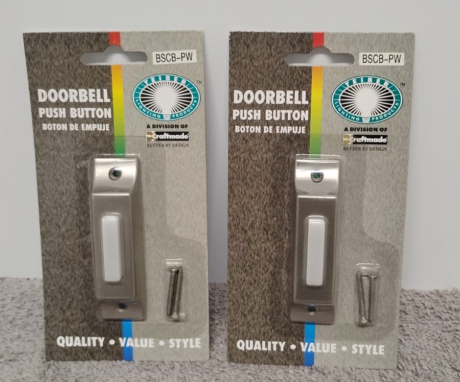 2 Craftsmade BSCBPW Wired Lighted Surface Mount Doorbell Push Button.