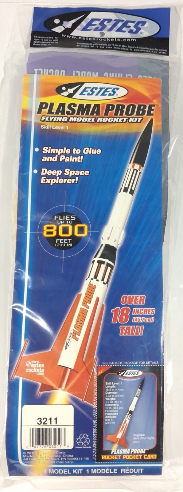 Estes Plasma Probe 3211 Flying Model Rocket Kit New Sealed