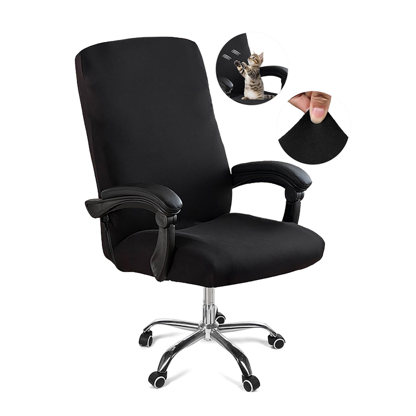 DVLOL Computer Office Chair Cover with Large | No Armrests, Black