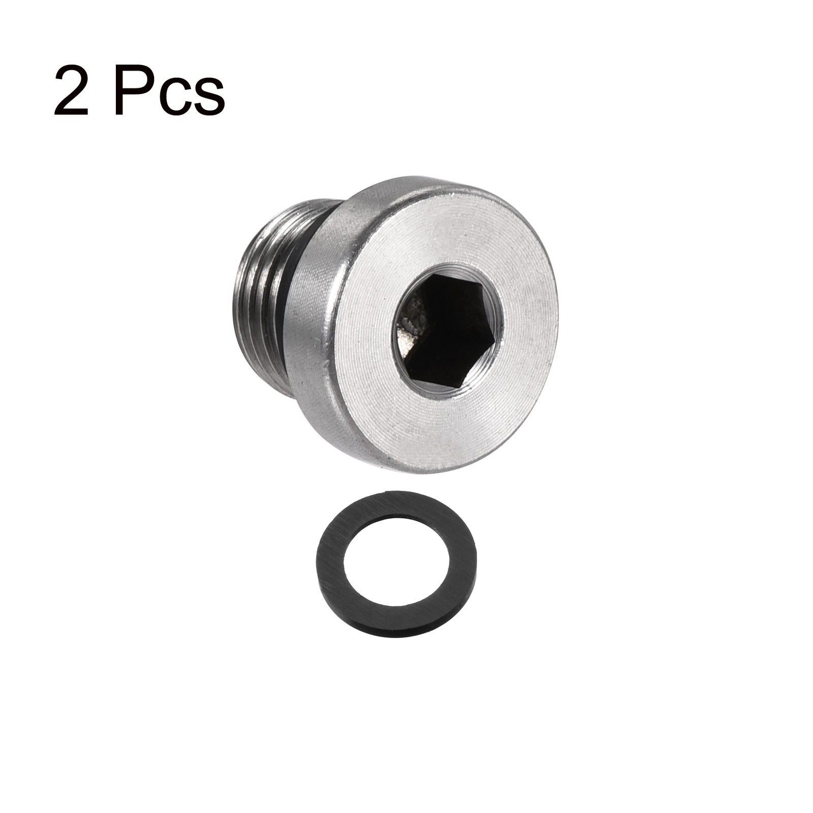 2 x Stainless Steel Inner Hex Head M10 Pipe Fitting Plug with Seal Ring