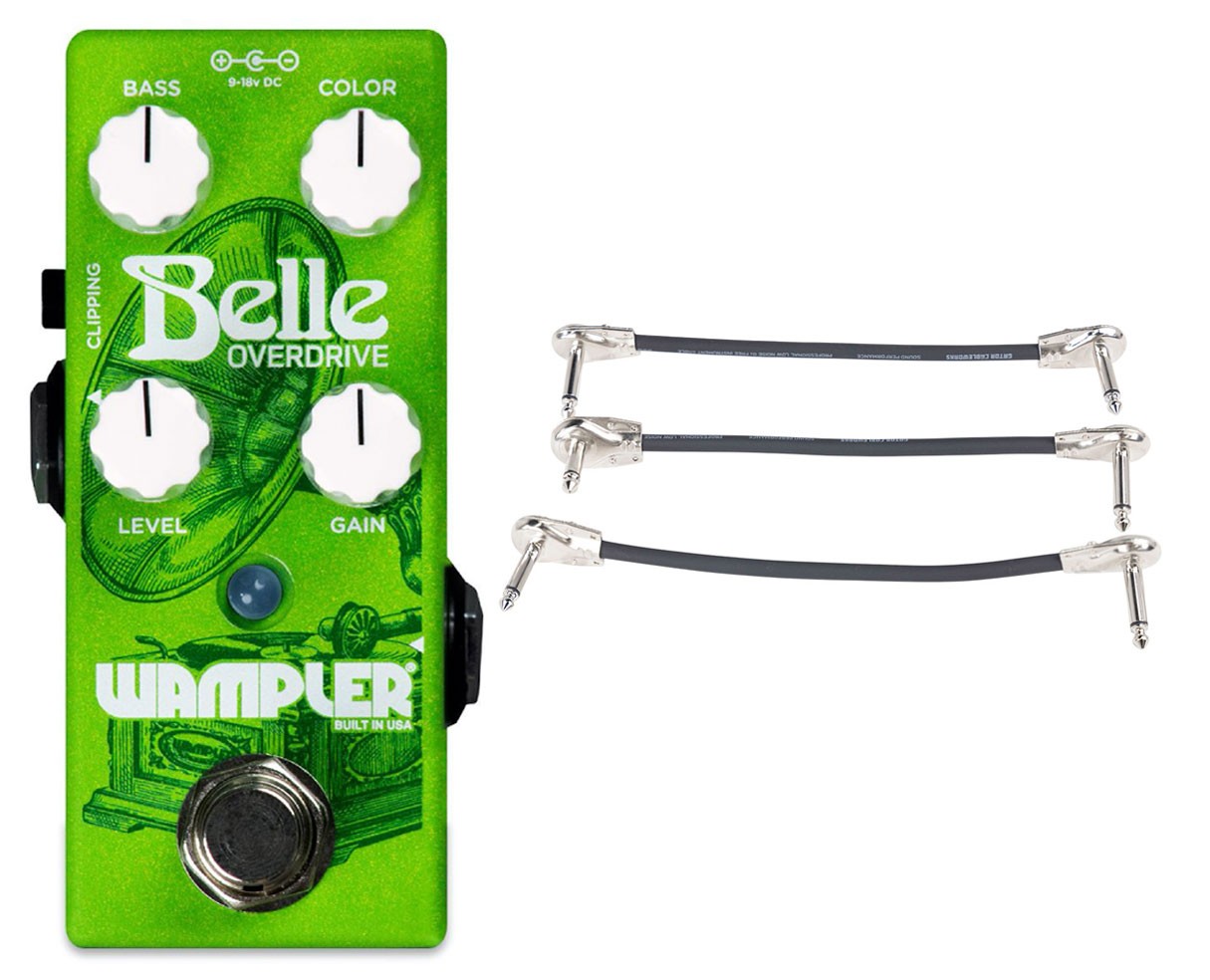 Wampler Belle Overdrive Pedal + Gator Patch Cable 3 Pack