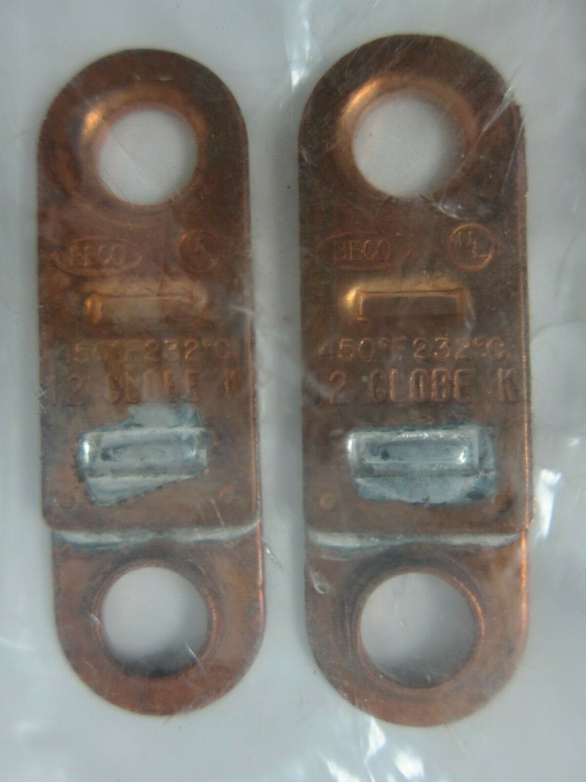 450*F 232*C Fusible Link Globe Tech Model K 50Lb Load for Fire Protection Qty 2