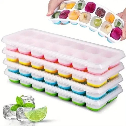 Silicone Ice Cube Tray Mold with Lid 14 Cavity Stackable Small Ice Cube Maker