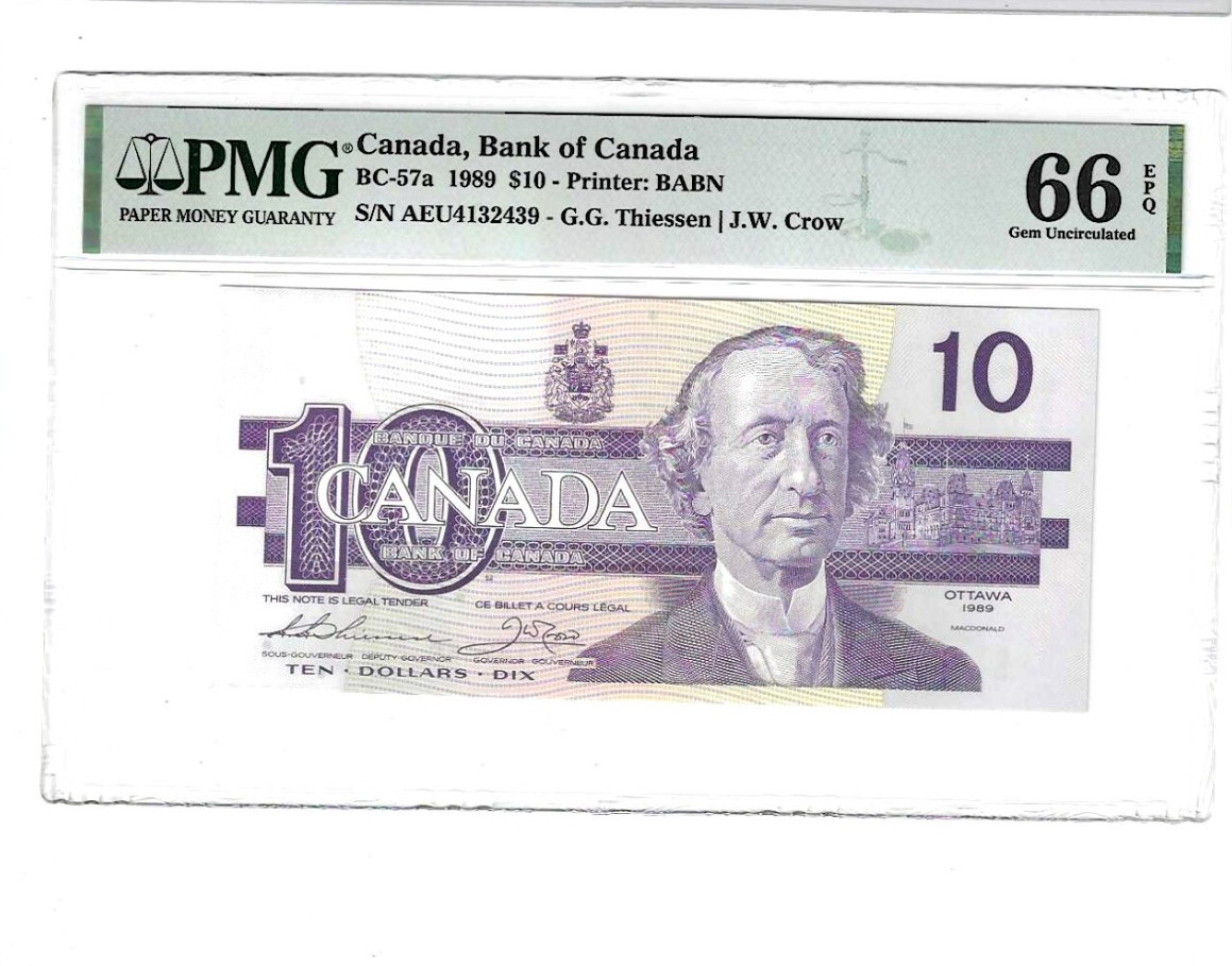 Canada $10 Dollars Banknote 1989 BC-57a  PMG  66 EPQ