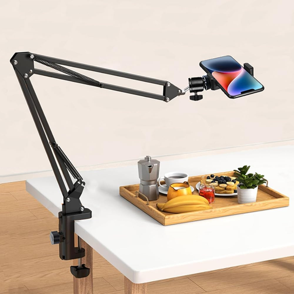 Overhead Tripod Mount for Camera Webcam Ring Light, over Head Articulating Arm w