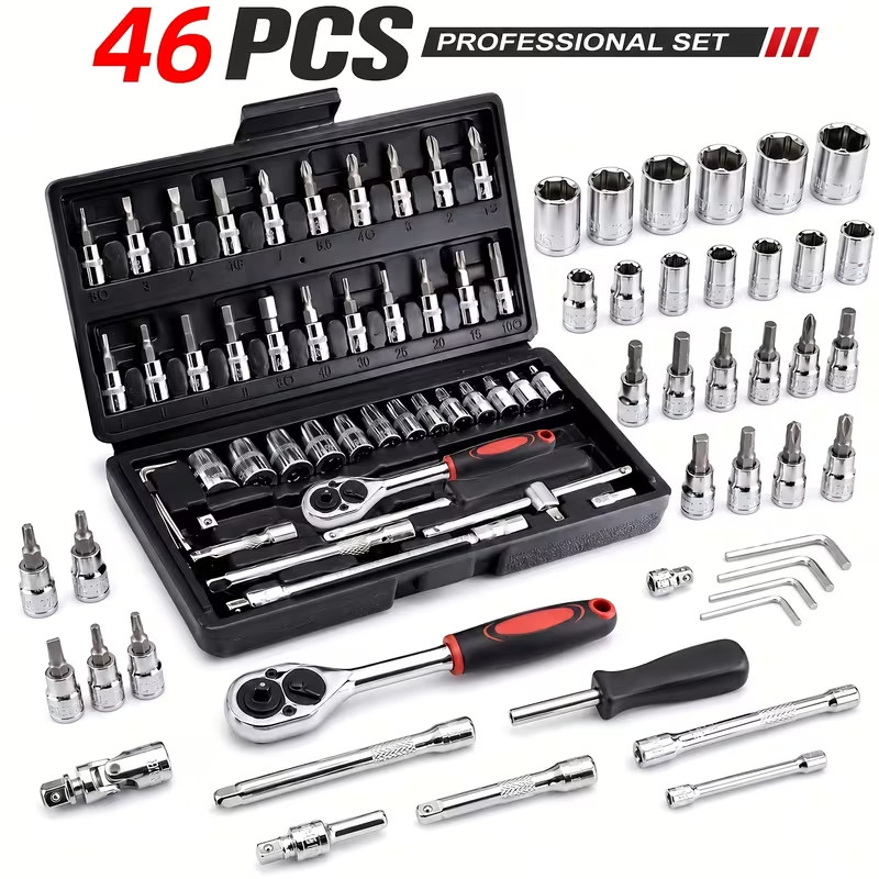 46-Piece Professional Tool Set, Multifunctional Toolbox