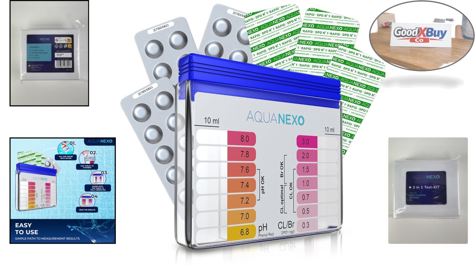Water Kit pH Chlorine 60 Tablets for Pool Hot Tub Spa Well Water Testing Acc...