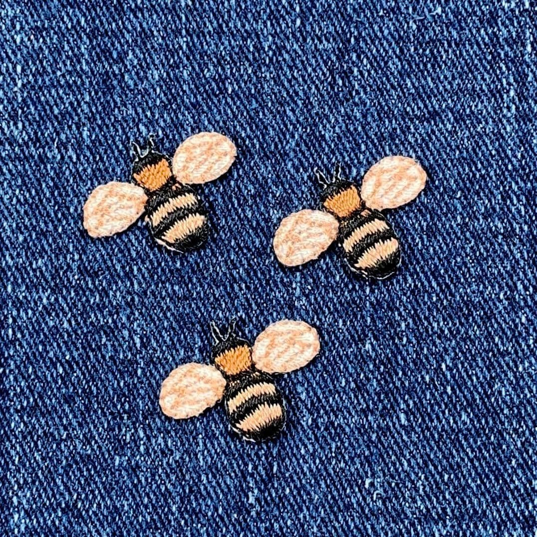 3-Pack Mini Bee Applique Patch - Embroidered Insect Bumblebee & Bug Badge 3/4"
