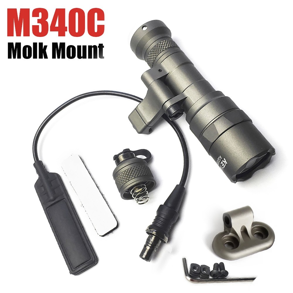 M340C LED Flashlight M340 Weapon Light + Mlok Mount Fit20mm Picatinny Rail Mount