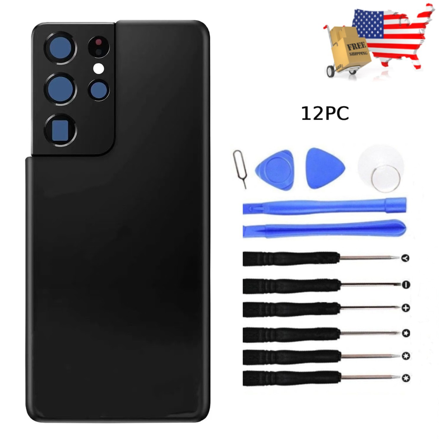 Back Battery Cover Rear Housing Glass For Samsung Galaxy S21 Ultra SM-G998 Black