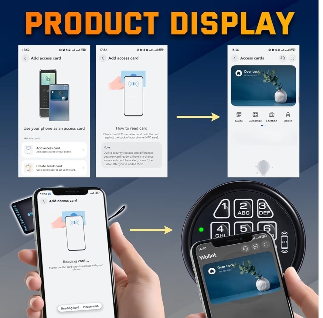 NFC Mobile Control Safe Electronic Lock Replacement Keypad Solenoid Lock & 2 Key