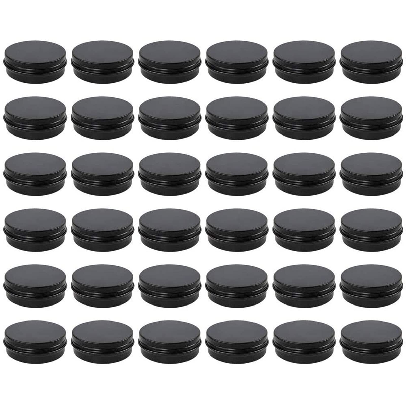 Black Tin Containers 36 Pack 2oz Aluminum Round Metal Screw Lid Balm Salve