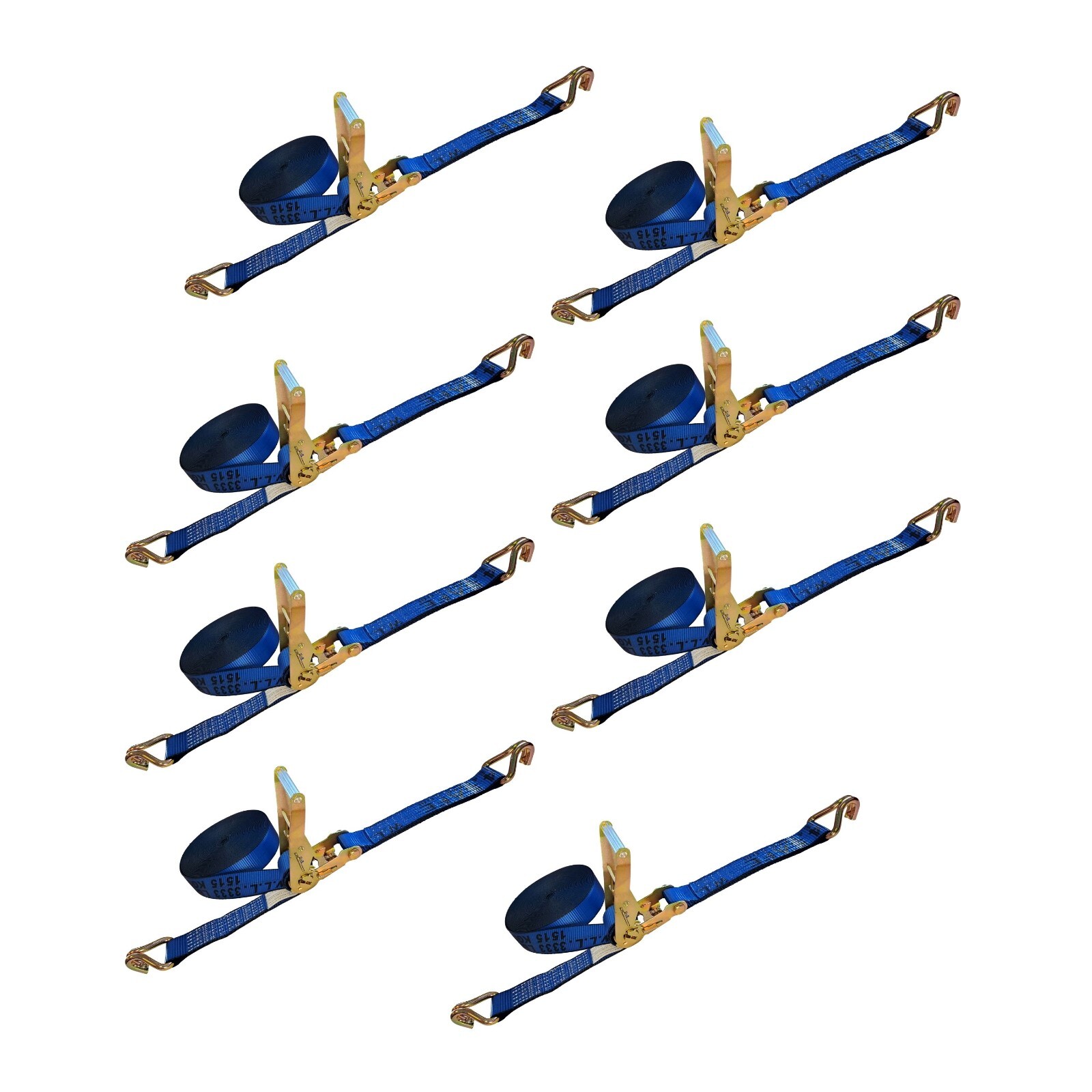 8 Pack Heavy Duty 2" x 30' Ratchet Tie Down Strap w/J Wire Hook WLL 3333 LBS