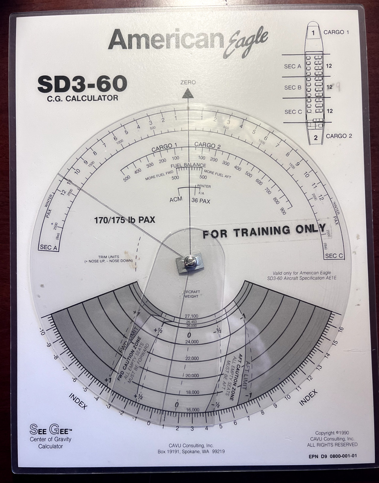 Shorts C-23/SD-3 checklist, American Eagle seat calculator, TOLD & Flash Cards
