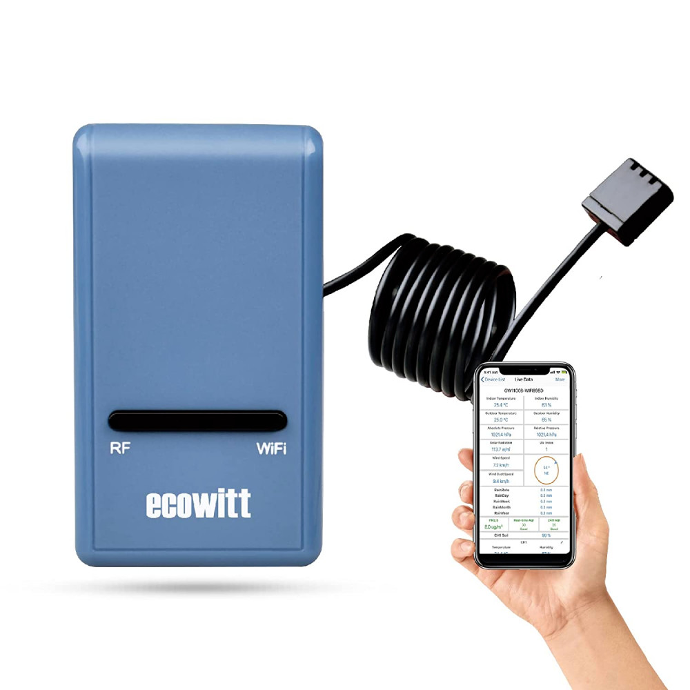 Ecowitt GW1100 Wi-Fi Weather Station Sensor Gateway with Temperature,...