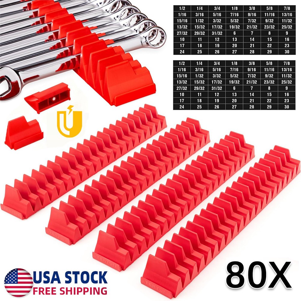 80PCS Modular Wrench Organizer Magnetic Compact Tool Storage Toolbox Slots Hold