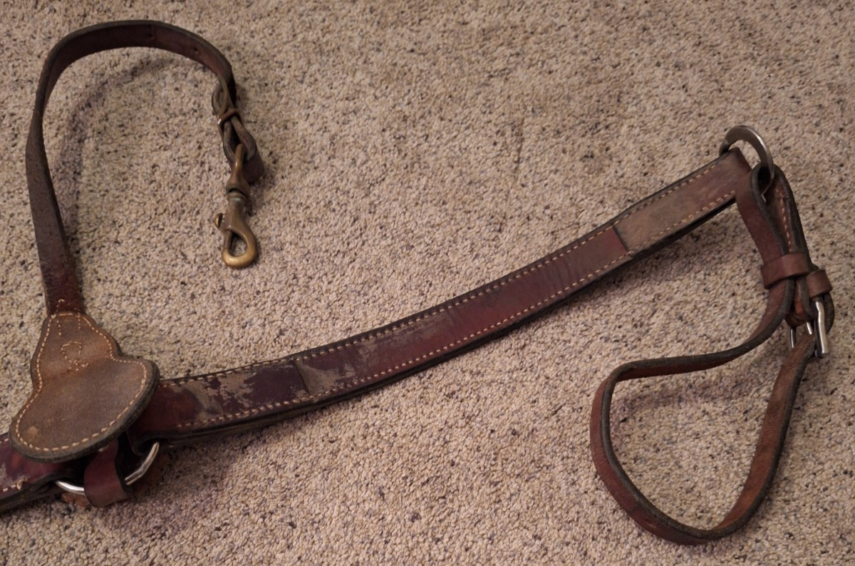 Vintage Leather Breast Collar Silver Star Concho With Studs