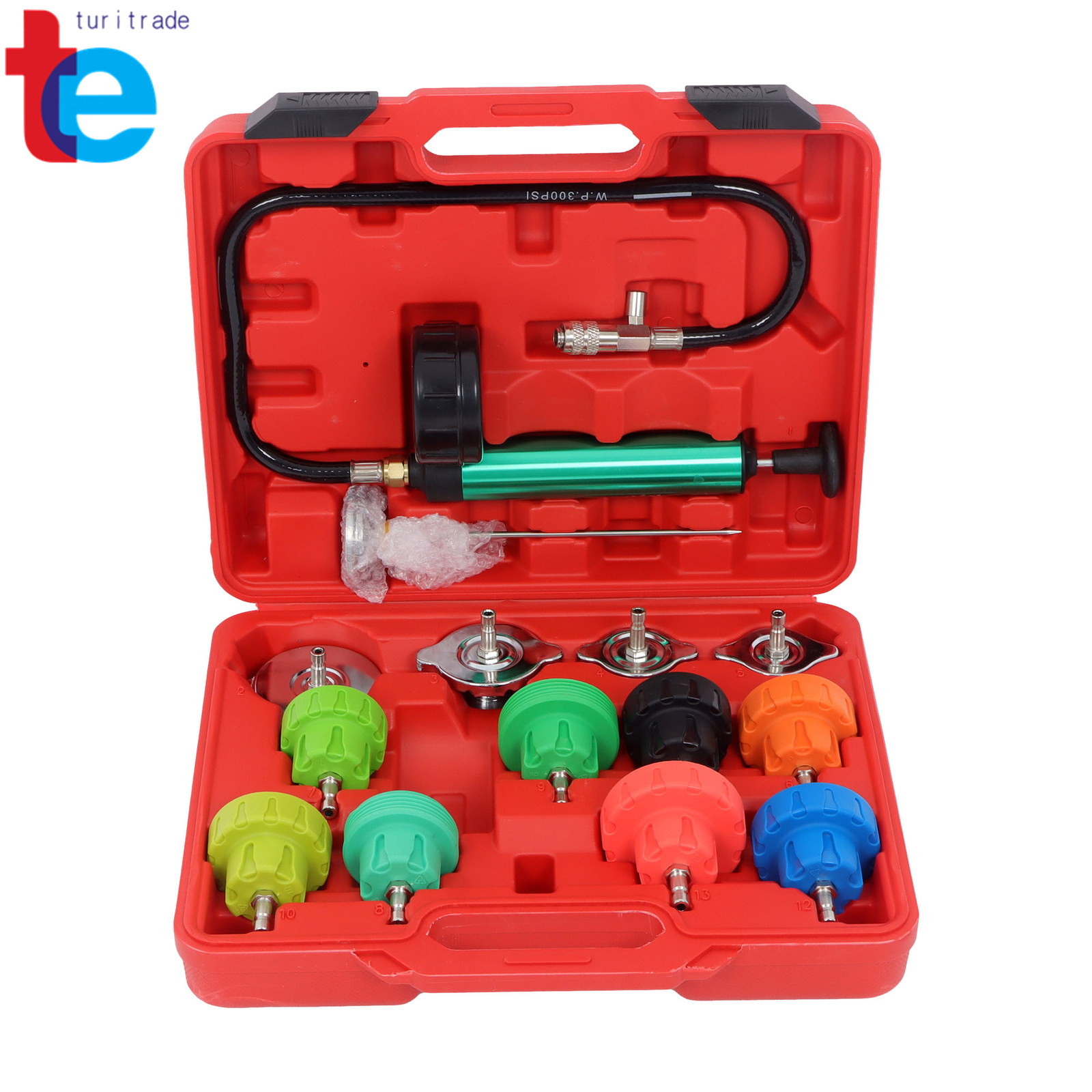 14Pcs Coolant Radiator Pressure Tester & Cooling System Detector Kit Universal