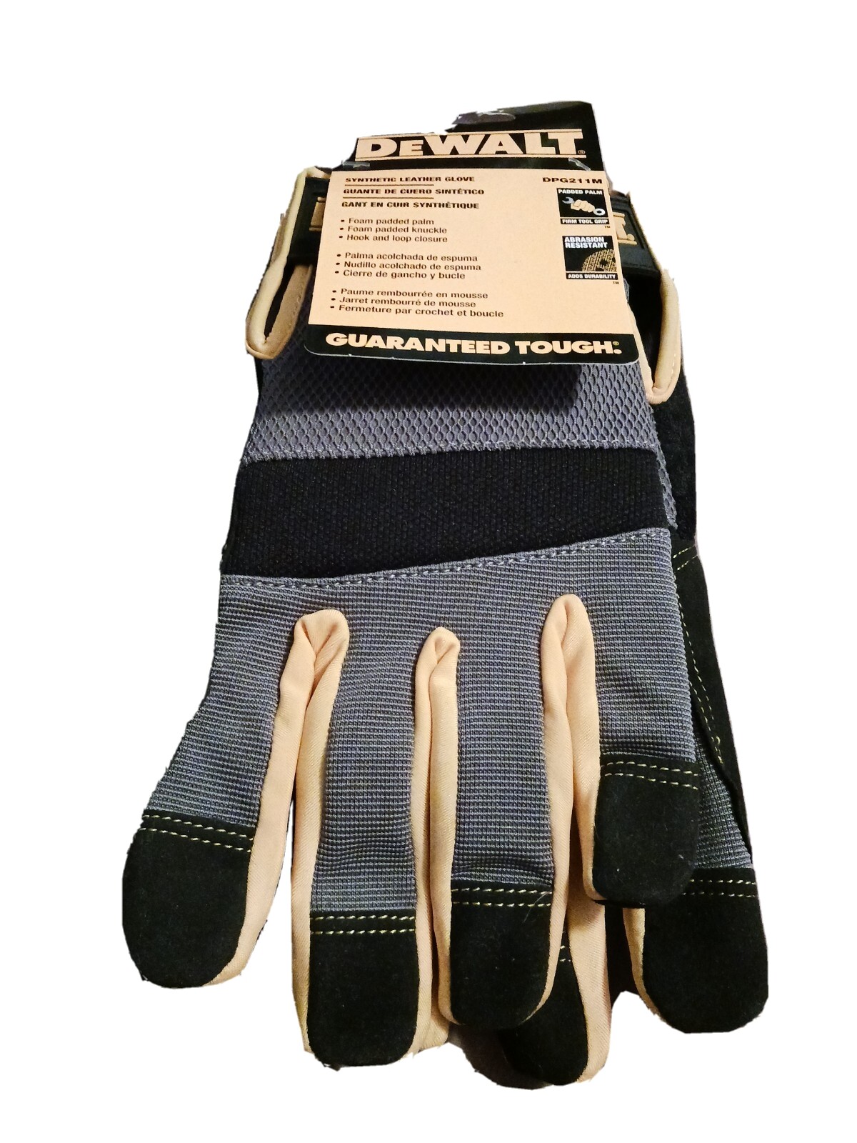 New Dewalt, Medium, Synthetic Leather glove. With Foam Padded Palm DPG211M