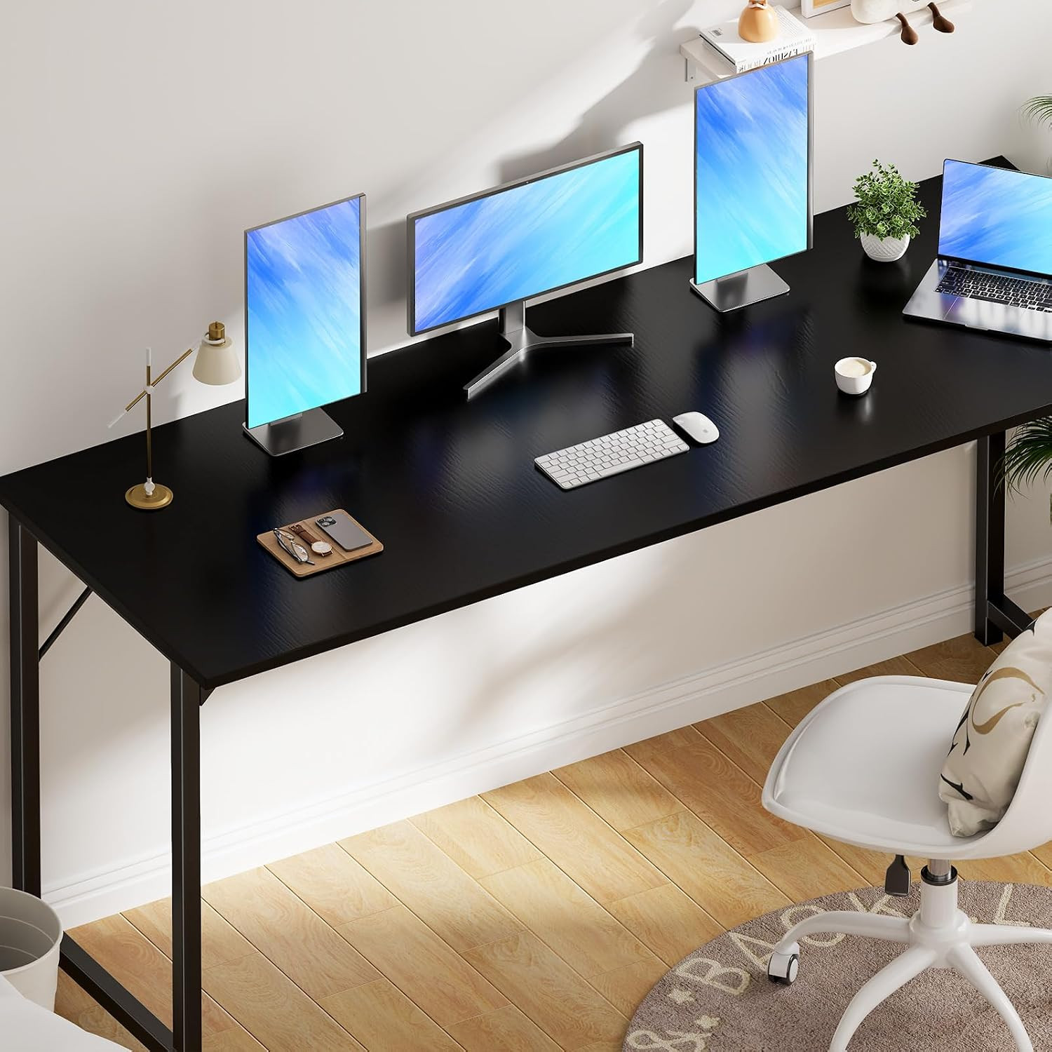 63-Inch Large Computer Desk for Home Office, Black | Gaming Writing Work and Stu