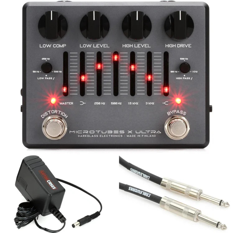 Darkglass Microtubes X Ultra Bass Preamp Pedal with Power Supply and Cable