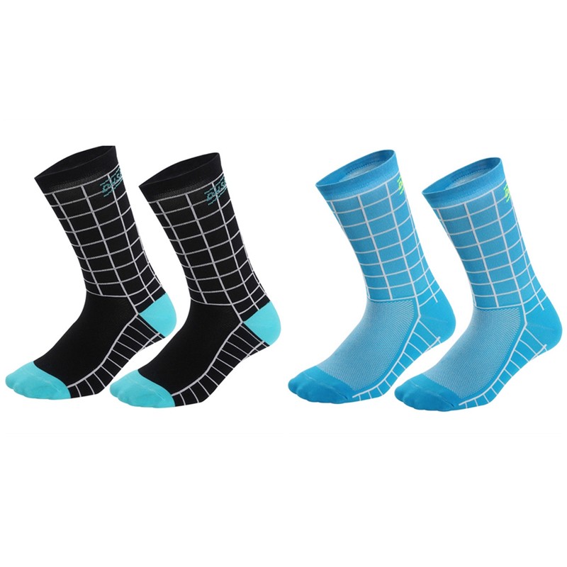 2 Pairs Cycling Socks Riding Bicycle Bike Sports Ankle Socks XC MTB Blue Black