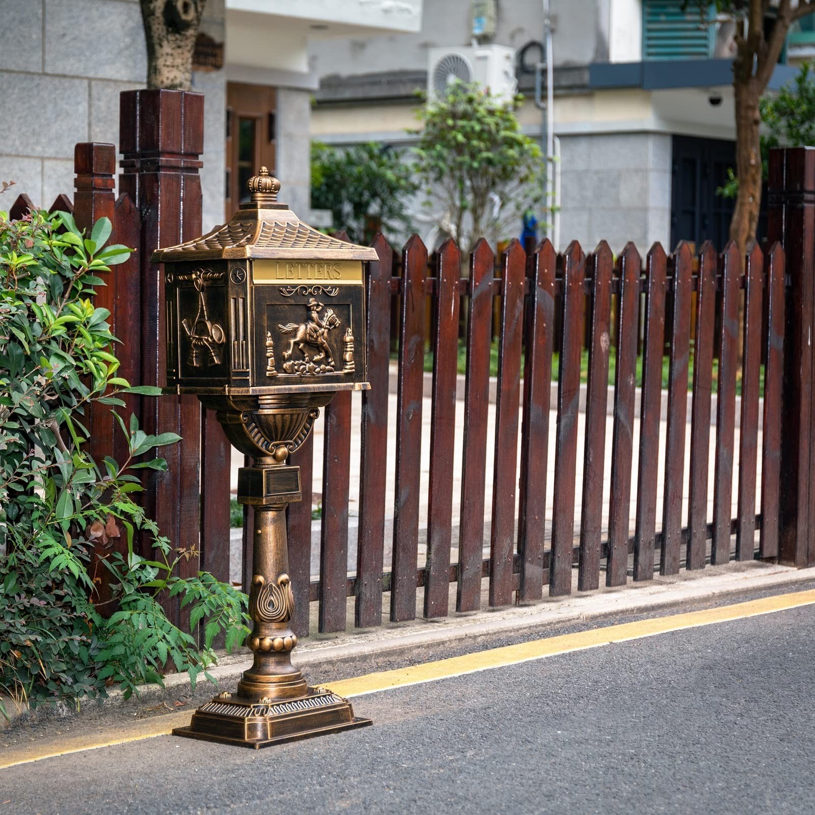 Mailbox Rustproof Cast Aluminum Locking Security Post Mount Mail Box, Large, ...