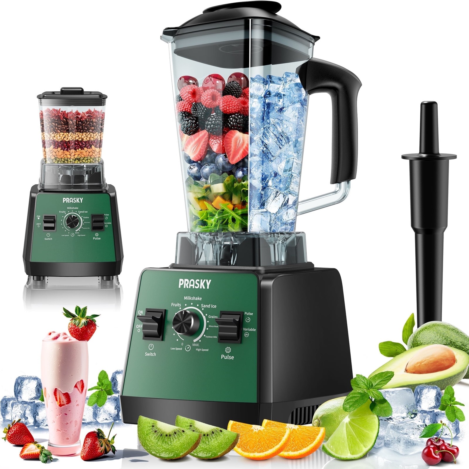 Countertop Blender, 2-in-1 Blender, 68oz Capacity 1000W for Kitchen (Green) ﻿
