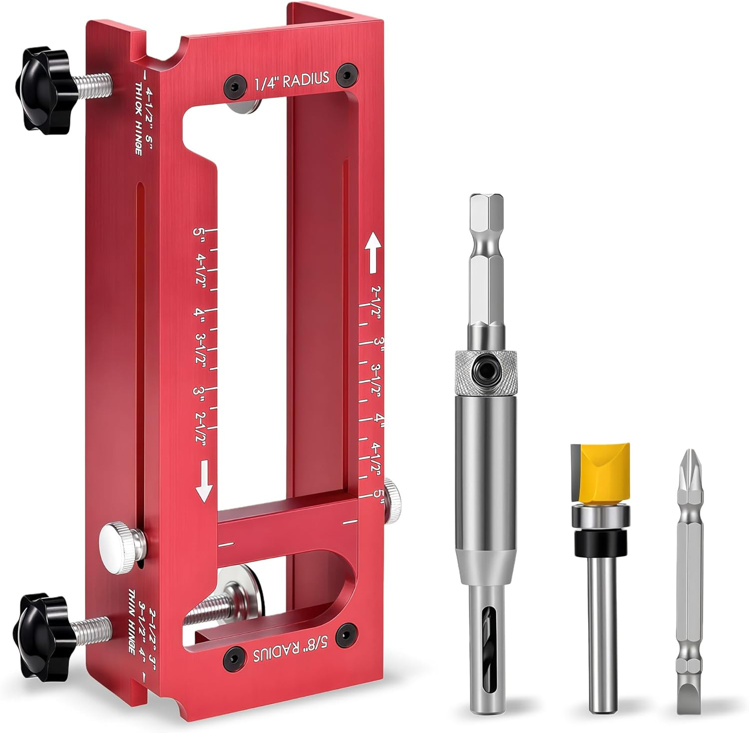 Adjustable Door Hinge Jig Kit, Aluminum Alloy Mortise Template for Router, from