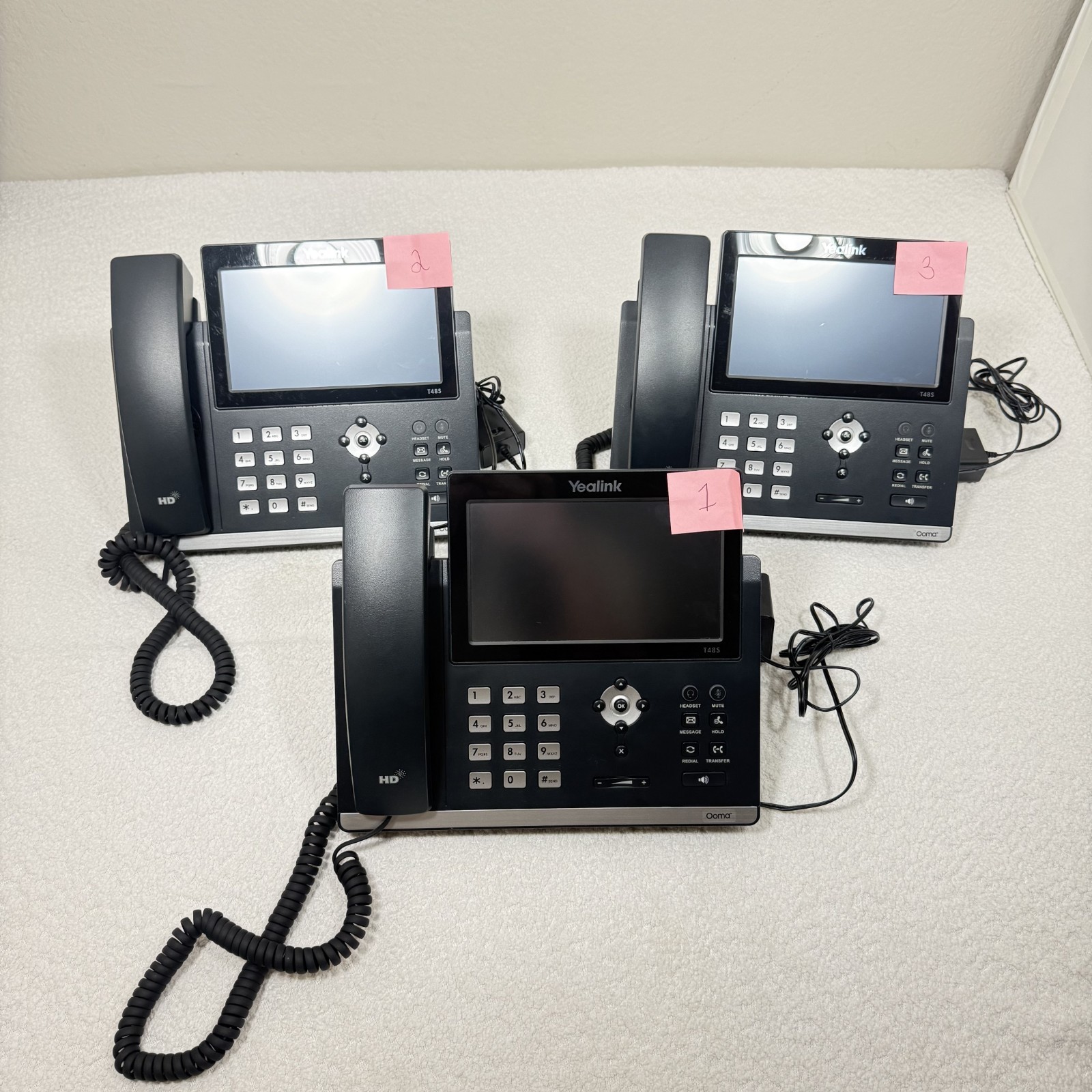 Lot of 3 Yealink T48S Gigabit IP Business Phones w/ Power Adapters Tested