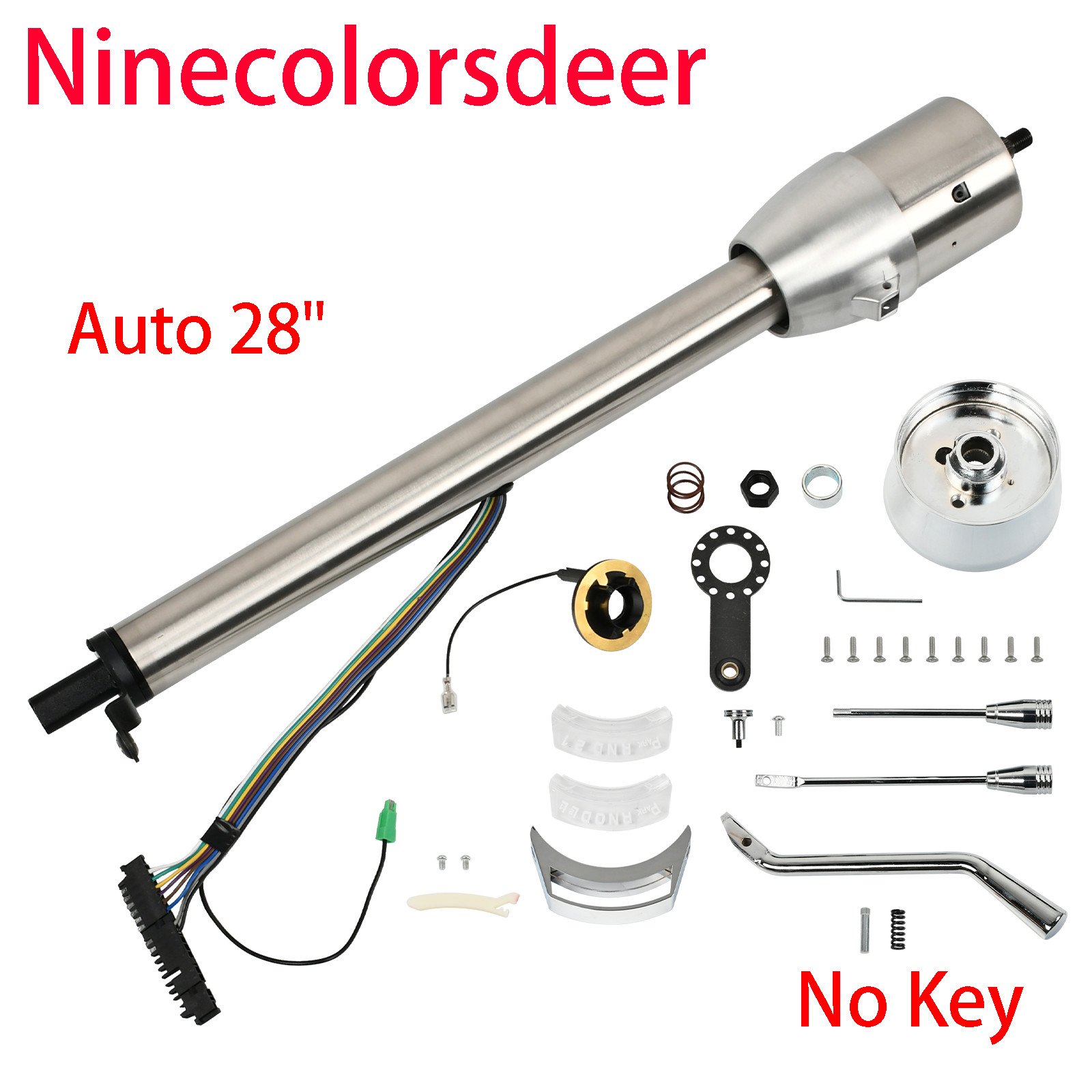28" Stainless Steel Tilt Automatic Steering Column & 9 Bolt Adapter No Key