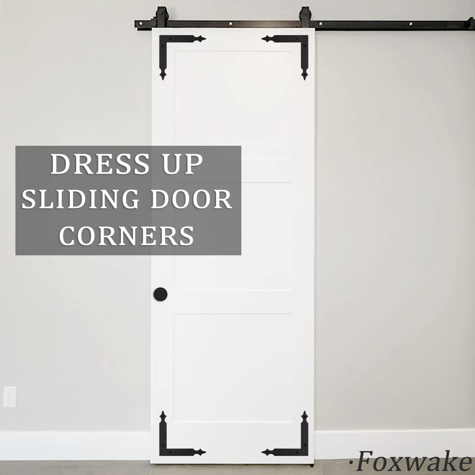 Foxwake Barn Door Decorative Corner Bracket, 4.9 in IN - L Shape, Black