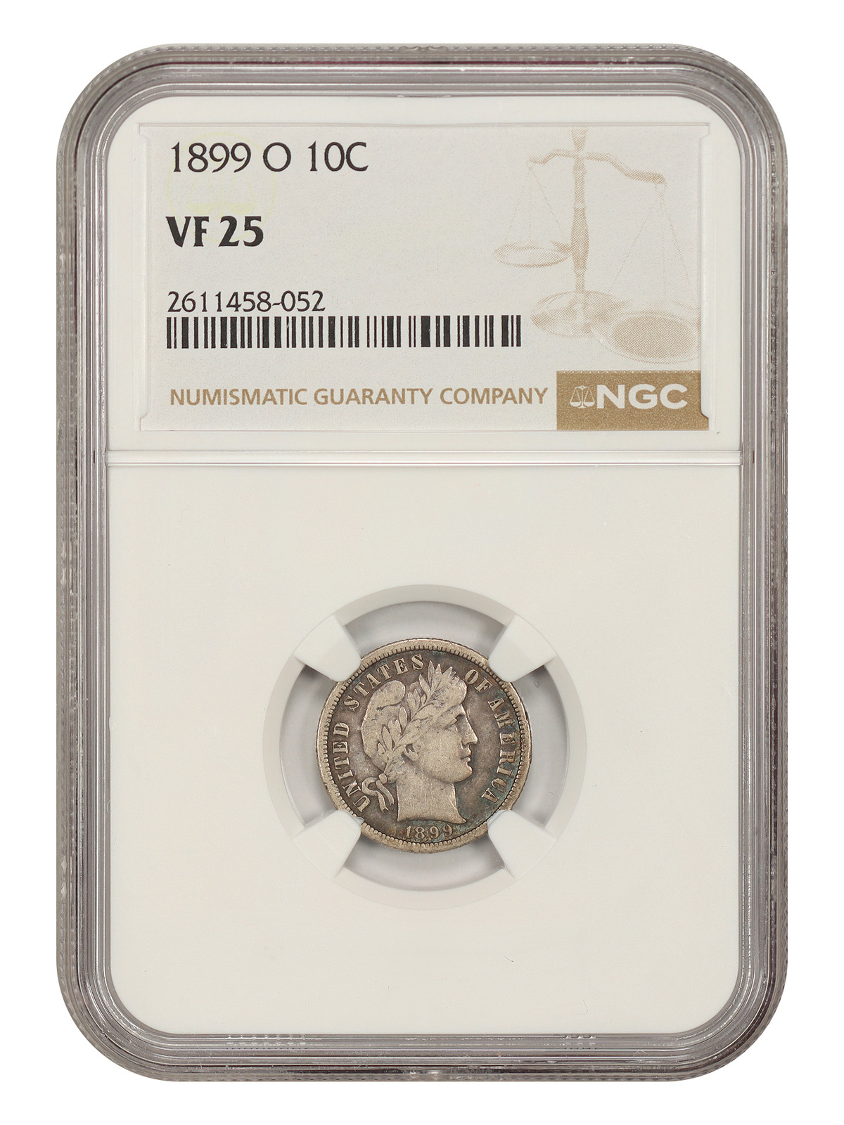 1899-O 10C NGC VF25 - Barber Dime