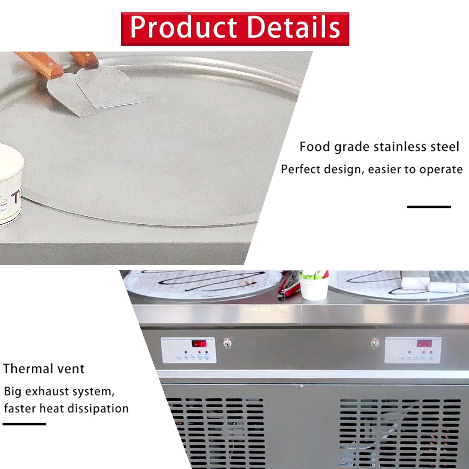 Kolice ETL commnercial 22" double round pans fried ice cream machine