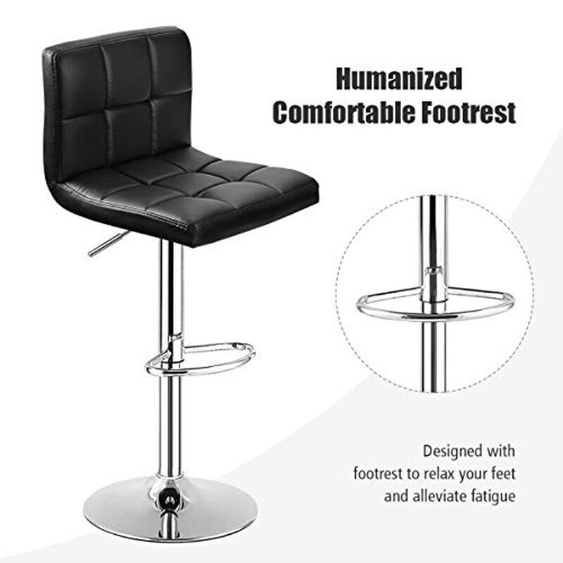Swivel Bar Stool Adjustable Height PU Leather Kitchen Counter Chair W/ Back New