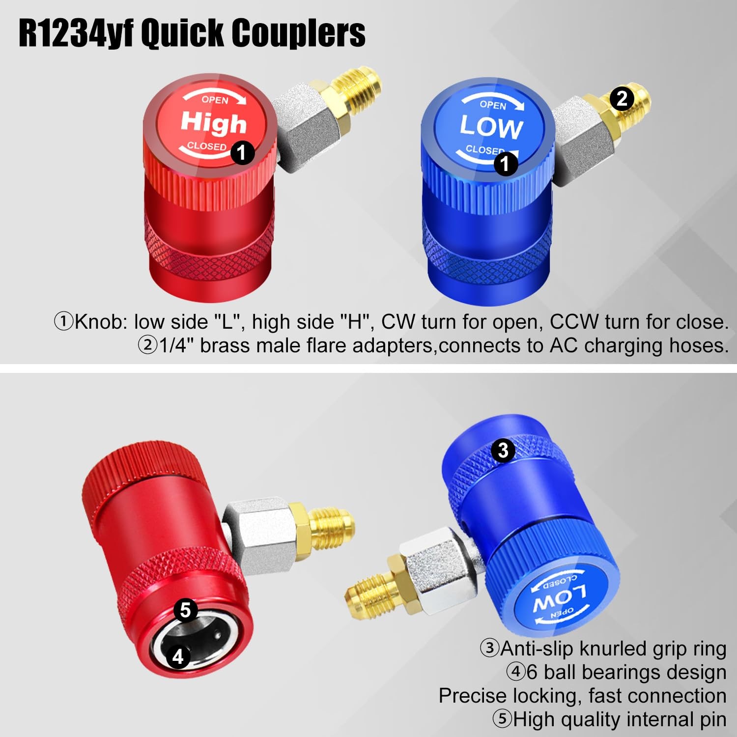 AC R1234yf Manifold Gauge Set, 3 Way Car Conditioning 1234yf Refrigerant Rech...