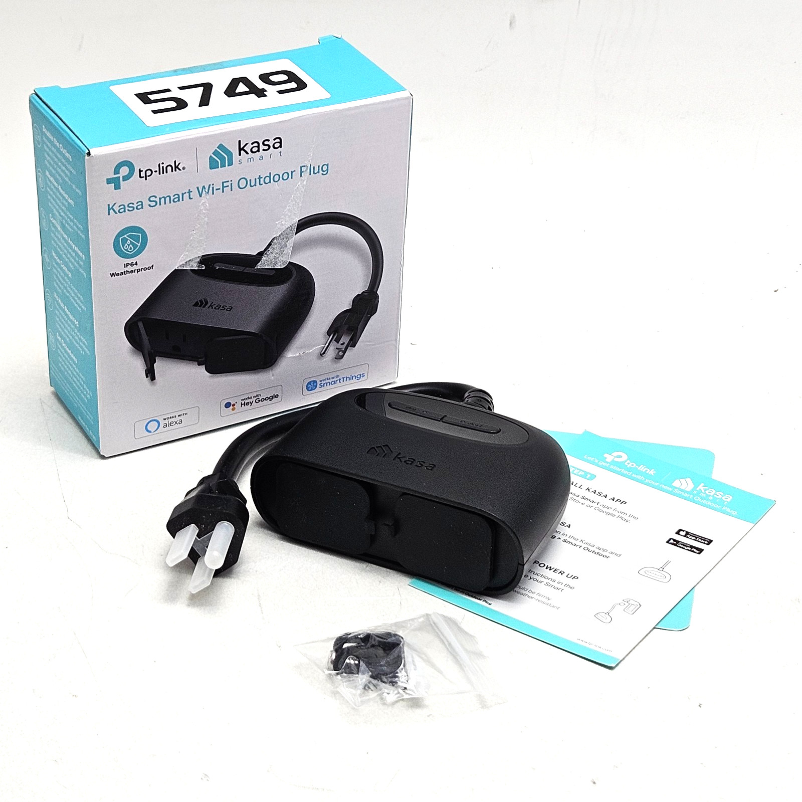 Kasa Outdoor Smart Plug Home Wi-Fi Outlet with 2 Sockets IP64 Weather Resistance