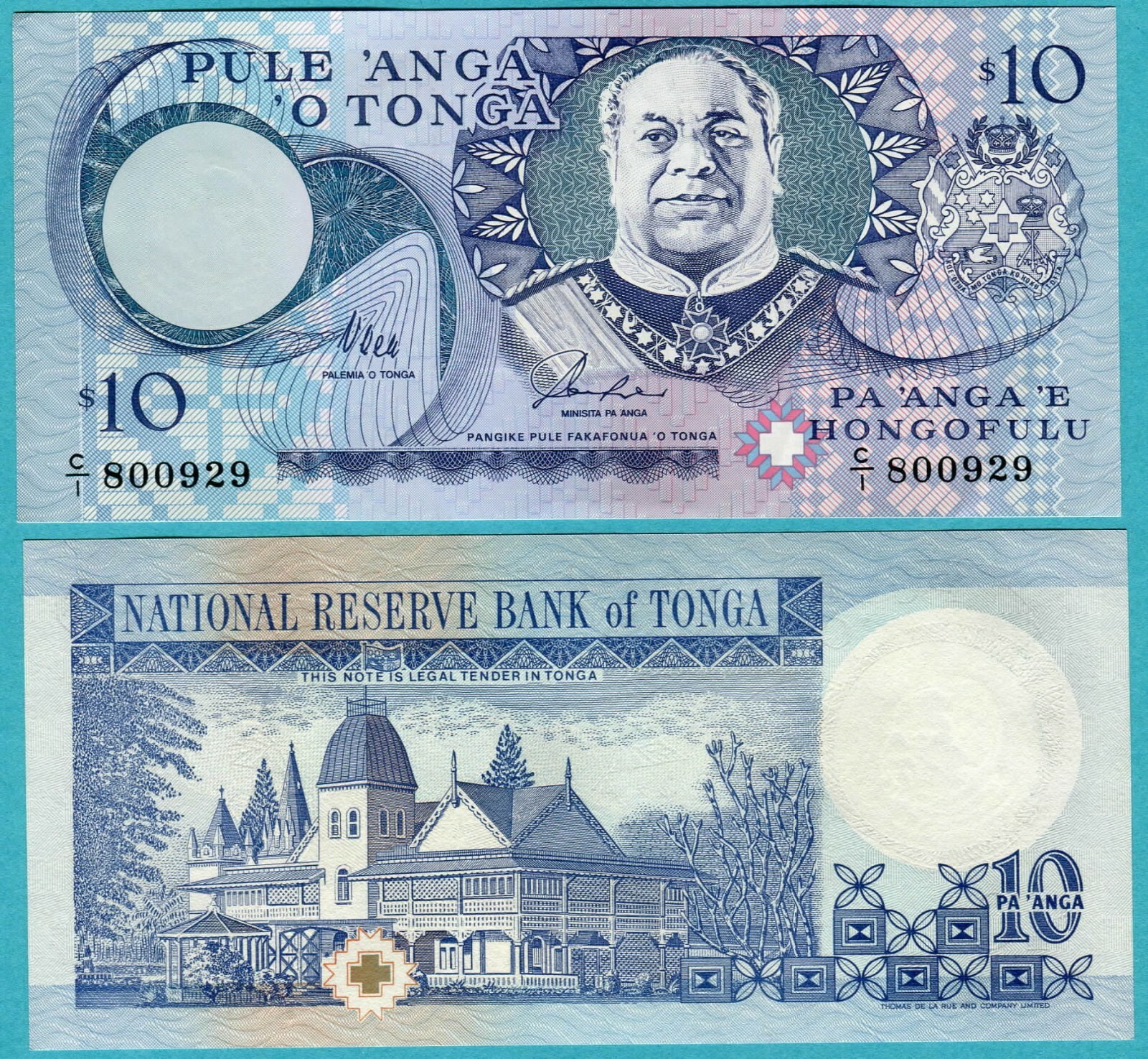 Tonga 10 Pa'anga ND(1995) P34a UNC