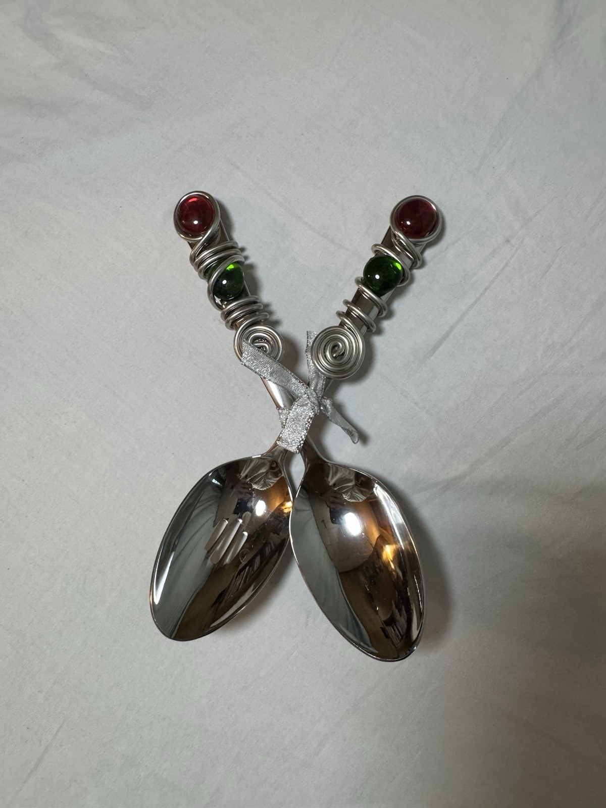 STAINLESS STEEL SERVING Spoon 2 PIECE SET Wired Stone Spoon 8” Oneida Christmas
