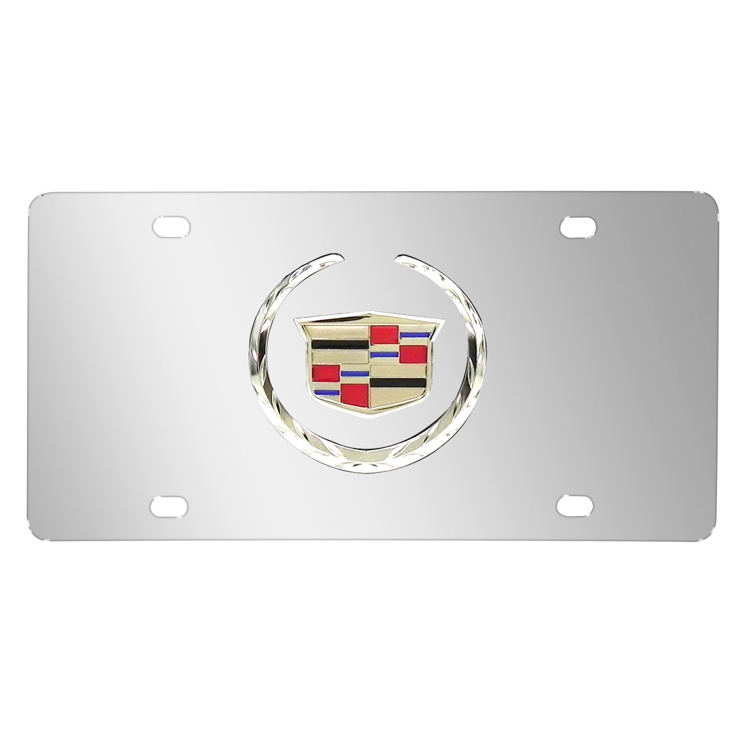 Cadillac 3D Logo Mirror Chrome Stainless Steel License Plate