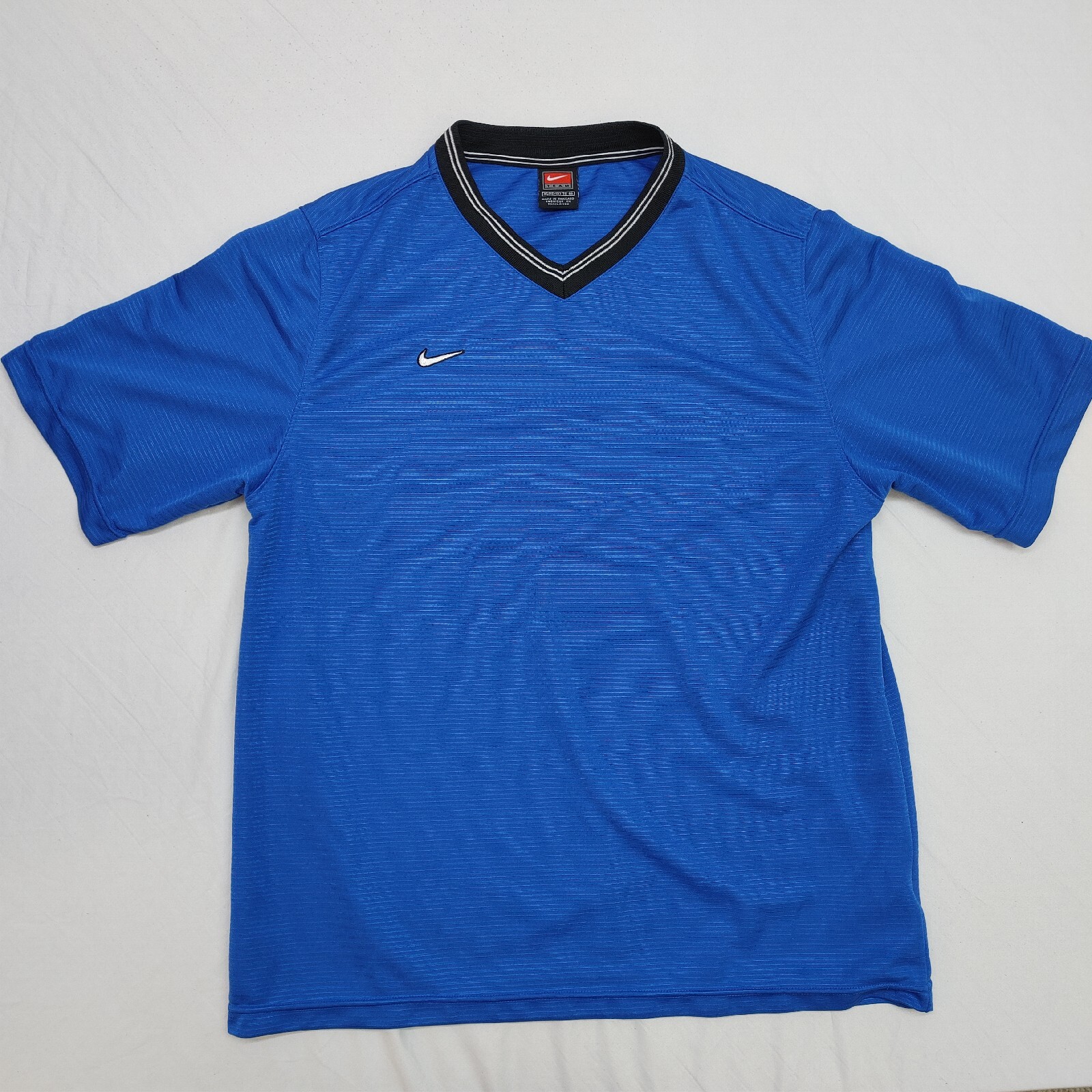 Vtg 90s Nike Soccer Jersey Short Sleeve Shirt Team Sports XL Blue Blank V Neck