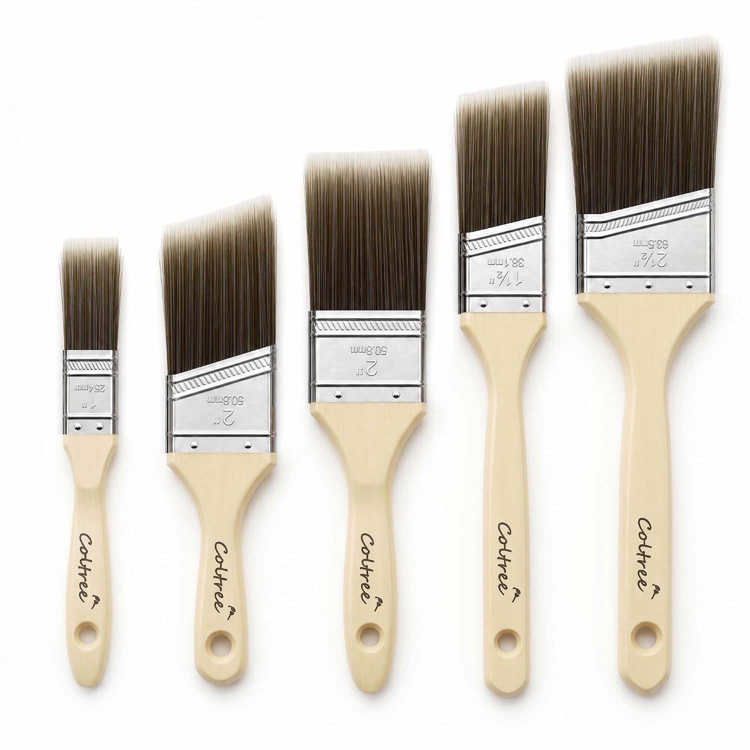 Paint Brushes Set - 5 Pcs Flat & Angle Paintbrushes for Wall & Trim, Suitable fo