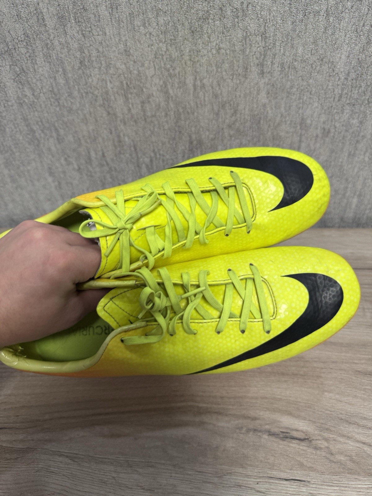Nike Mercurial Victory Neon Yellow And Orange Soccer Cleats Size 11 Rare Vapor