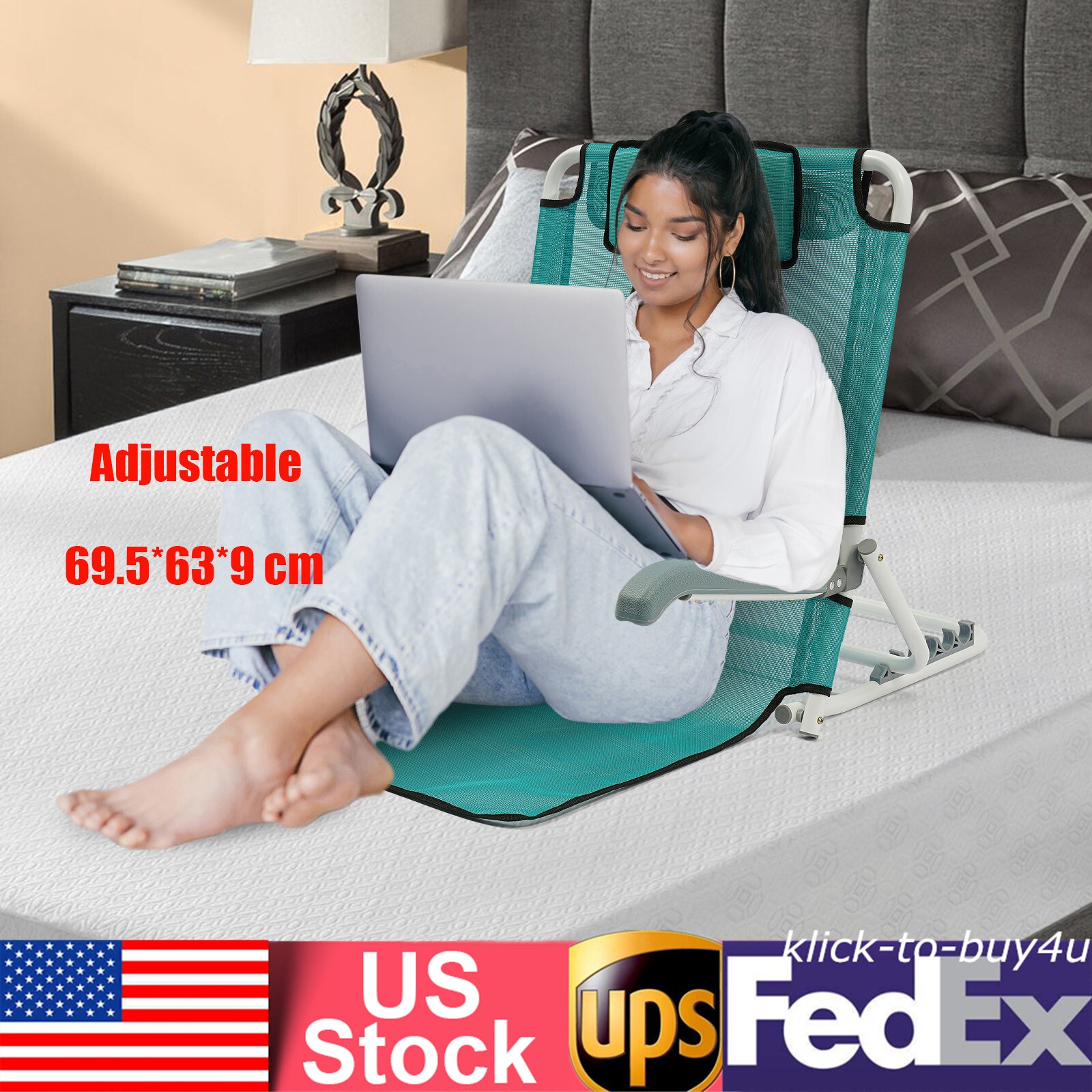 Lake Blue Sit-up Backrest 20°~75° Adjustable Angle Leisure Holder Backrest 90kg