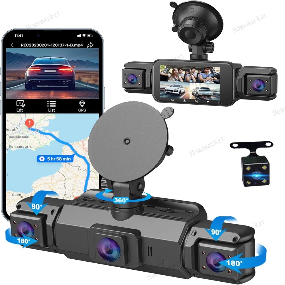 1080P 4 Channel Wifi Dash Cam Driving Recorder HD Car Front+Rear Camera G-Sensor
